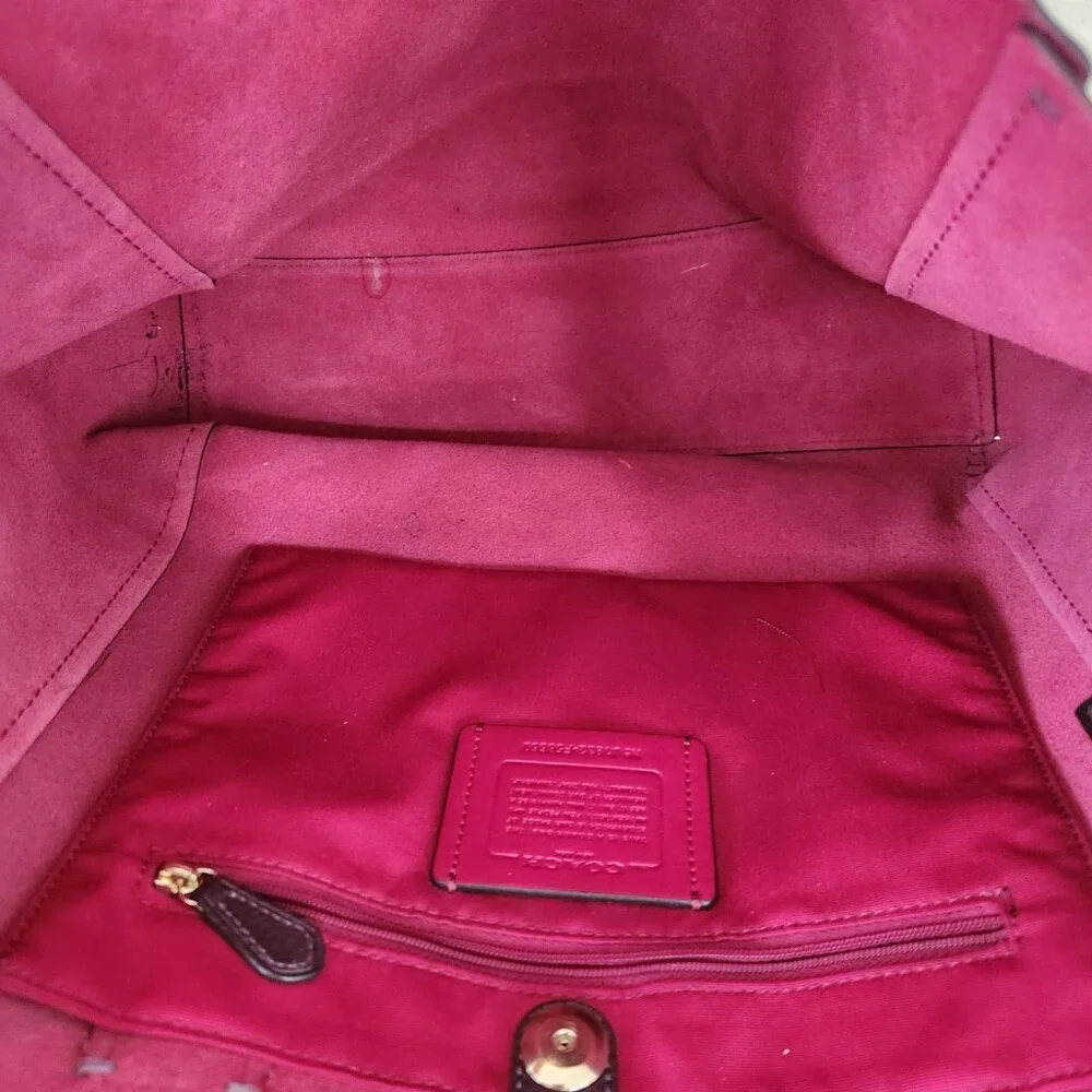 New Coach Derby Rasberry Leather Shoulder Bag Tote Purse
